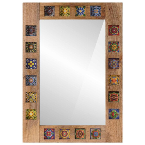VidaXL vidaXL Bathroom Mirror Natural 50 x 70 x 3 cm Solid Mango Wood 1