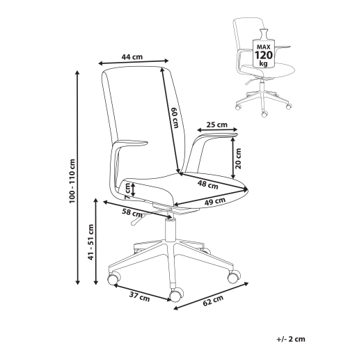 Beliani Office Chair CAPTAIN Fabric Brown