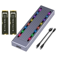 M.2 NVMe-Hårddiskhölje SSD Cool RGB Light Hårddiskhölje Aluminium CNC-Fodral High Speed Gen.2 med Kabel,C