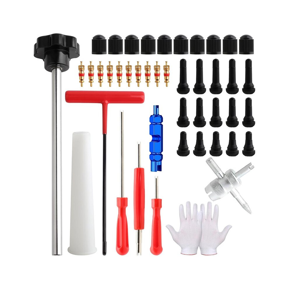 45 Pcs Valve Stem Core Removal Replacement Tool Kit,Tire Valve Stem Removal Tool And Tr412, Tr413, Tr414 Valve Stem 6033343283803