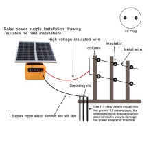 30 Miles Solar Electric Fence Charger 1.5 Joule for Livestock Prevent Invasion with Battery 4 Gear Volotage EU
