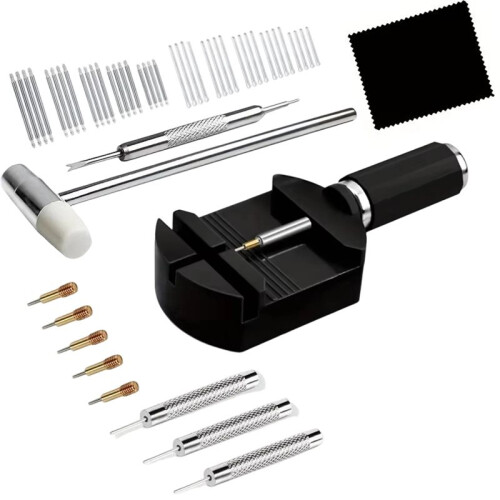 52pcs/Set Professional Watch Repair Tool Kit, Including Lug Presses, Hammers, Spring Bars, Chain Saws, and Strap 1