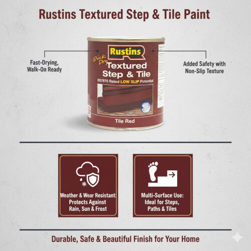 Rustins RUSTINS Textured Step & Tile Paint 500ml Red 1