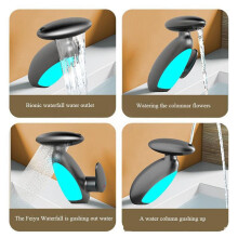 Outlet LED Basin Faucet 4 Mode 360 Rotatable Pull Out Tap Temperature Sensitive Sink Drip-Proof Hot Cold Water B