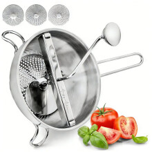 Stainless Steel Food Mill Vegetable and Fruit Shredder with Ergonomic Rotary Hand Crank - Ideal for Tomato Sauce