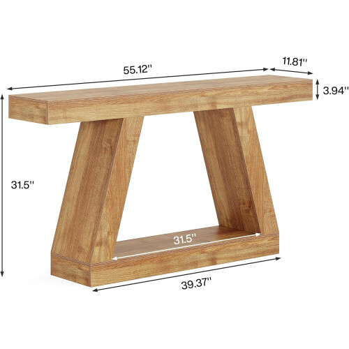 Tribesigns Tribesigns Farmhouse Console Table, 55-Inch Rustic Sofa Table with Storage, Natural Brown 1