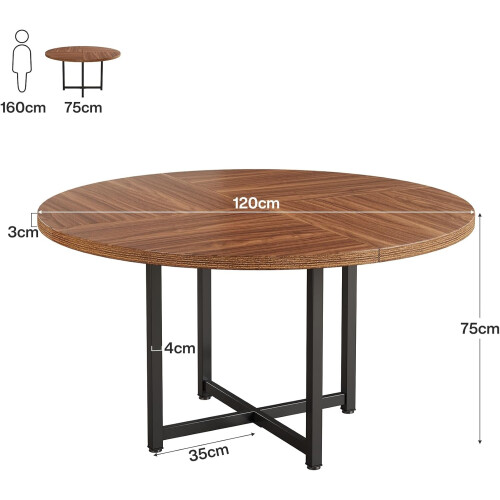 Tribesigns Tribesigns Round Dining Table for 4-6, 120cm Circle Kitchen Table, Modern Wood Small Dinner Tables(Rustic Brown) 1