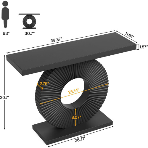 Tribesigns Tribesigns Console Table, Hall table with a round,flower-shaped base Console & Sofa Tables,100 x 30 x 79 cm (Black) 1