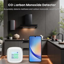 WiFi Combustible Detector with Carbon Monoxide Color Display for Home Kitchen Bathroom Safety 2pc