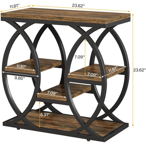 Tribesigns Tribesigns 4-Shelf Side End Table, 23.6-Inch Rustic Narrow Bedside Table with Storage 1
