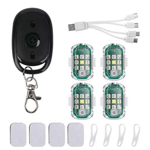 4PCS Remote Control Aircraft Light Wireless Strobe Light RGB Car Light Motorcycle Drone Motorcycle Warning Light 5V 1