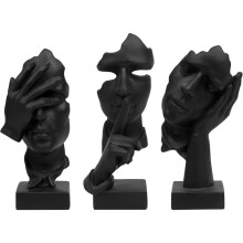 1 Set/3 Stuks Abstracte Harsornamenten met Karakters voor Thuis, Bureau, Wijnkast, Veranda, Decoratie, Harskunstwerken, Zwart