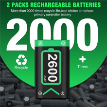 Pour One S/X / pour Series X/S: Pack de 2 Batteries Rechargeables de 2 600 MAh avec Chargeur