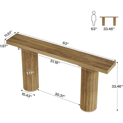 Tribesigns Tribesigns 160 cm Extra Long Console Table, Rectangular Foyer Table, Wooden Sofa Table Behind Couch 1