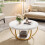 Tribesigns Tribesigns Modern Round Coffee Table, 2 Tier Coffee Table,White and Gold 4