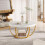 Tribesigns Tribesigns Modern Round Coffee Table, 2 Tier Coffee Table,White and Gold 5