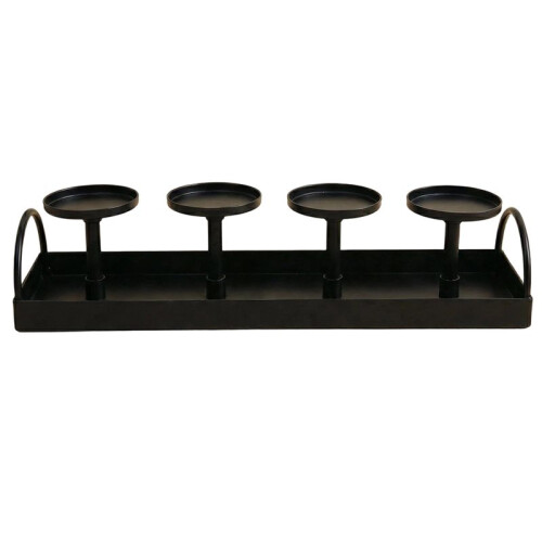 Black Metal Candle Holder Modern Multi-Candle Display for Dining, Bar Decor