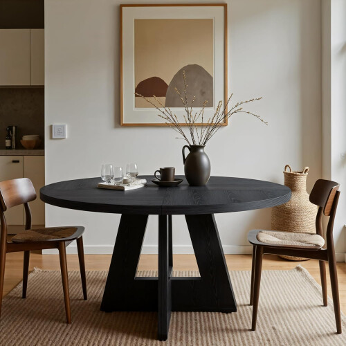 Tribesigns Tribesigns Farmhouse Dining Table, 120 cm Round Dinner Table for 4, Rustic Wood Dining Room Table 2