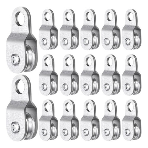 Conjunto de 20 Polias para Cabos de Aço de 6 mm/0,23 Polegadas, Capacidade de Carga de 550 Libras (2,6 X 1,1 Polegadas)