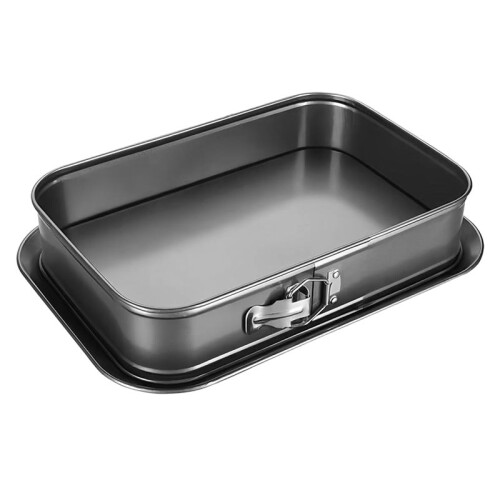 Rectangular Cake Pan with Removable Bottom, Carbon Steel Baking Tin for Cheesecake, Tiramisu, Mousse, Dishwasher Safe