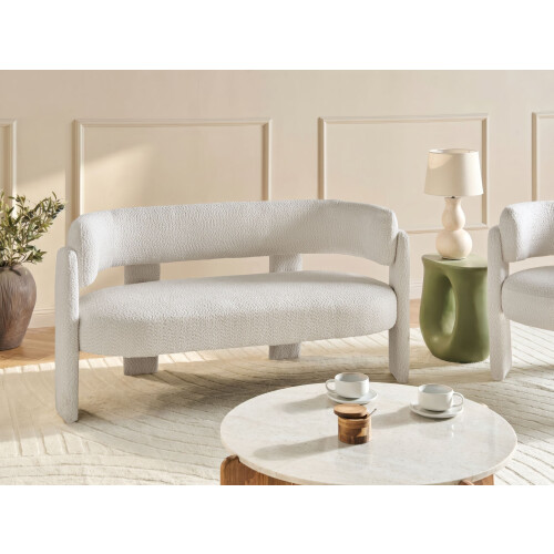Beliani Sofa 2 Seater BUREA Chenille Off-White 1
