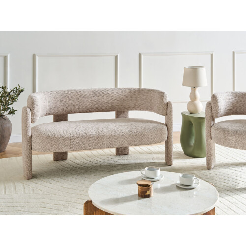 Beliani Sofa 2 Seater BUREA Chenille Light Beige 1