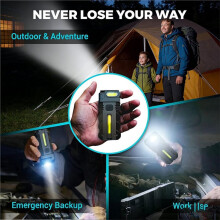 2PCS Rotating LED Work Light with Magnetic Base Rechargeable Keychain Light for Auto Repair, Mechanic, Camping