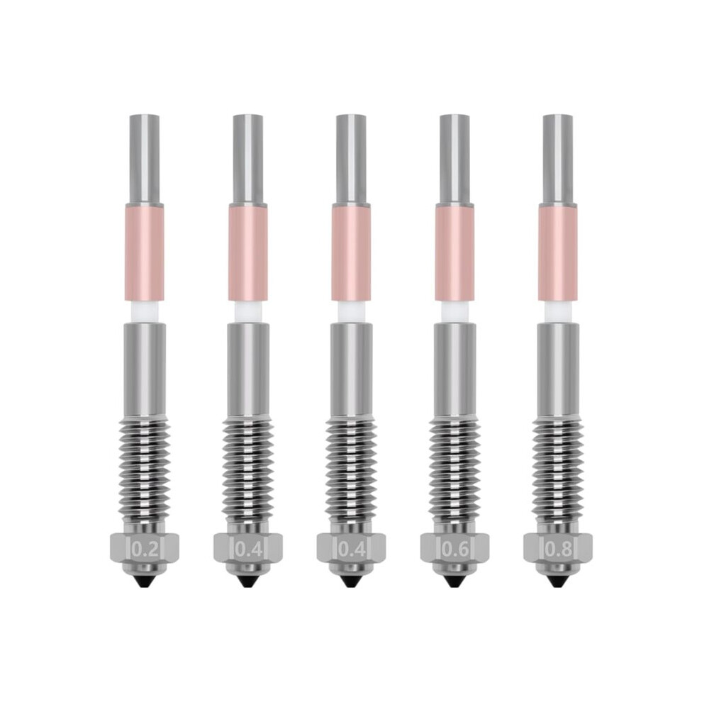 5Pcs Bimetal Nozzle For Qidi Q2/Q2c,Quick-Swap Integrated Ceramic Throat Tube Hardened Steel Nozzle 0.2/0.4/0.6/0.8Mm 6034096230724