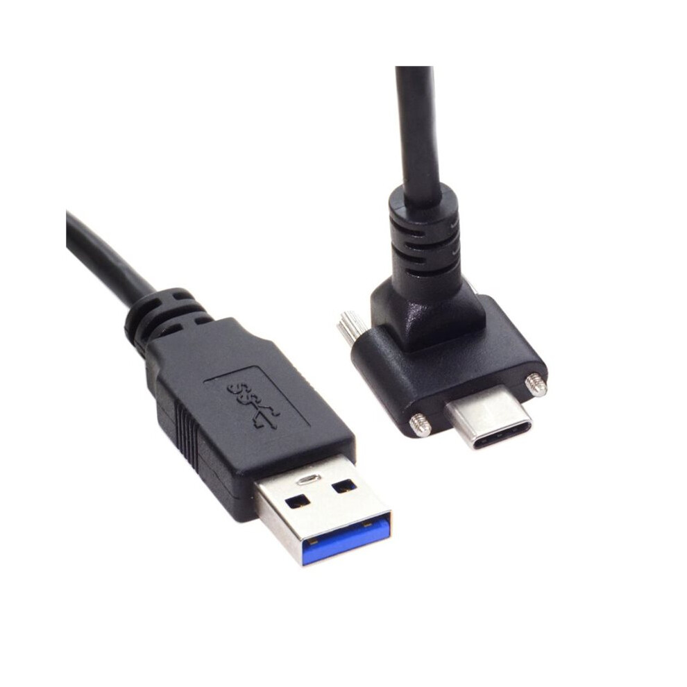 Down Angled Usb 3.1 Type-C Dual Screw Locking To Standard Usb3.0 Data Cable 90 Degree For Camera 1M 6032281012841