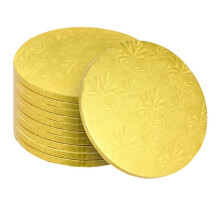 10-Pack Round Gold Cake Drum Board 12 Inch Sturdy 1/2 Inch Thick Full Wrap Cake Base for Heavy Tiered Cakes