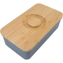 Butter Pan with Wooden Lid, Large Bread Storage Box, Sealed Toaster Rack, and Cutting Board,Commonly Used in the Kitchen