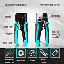 Pro'Skit CP-342 End Pass Through Crimper Pliers 8P8C RJ45 Perforated Crystal Crimp Tool 4in1 Ethernet Stripper