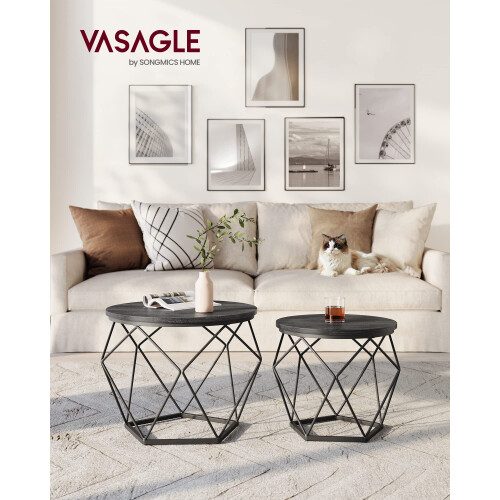 VASAGLE VASAGLE Round Coffee Table - Set of 2 - Side Table - Sofa End Table 1
