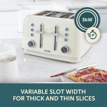 Breville Zen 4 Slice Toaster with High Lift Wide Slots Cream Silver Chro