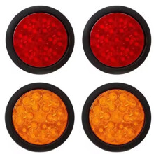 4PCS Round Truck LED Side Clearance Lights Waterproof 12V Side Light with Grommets and Wire Pigtail