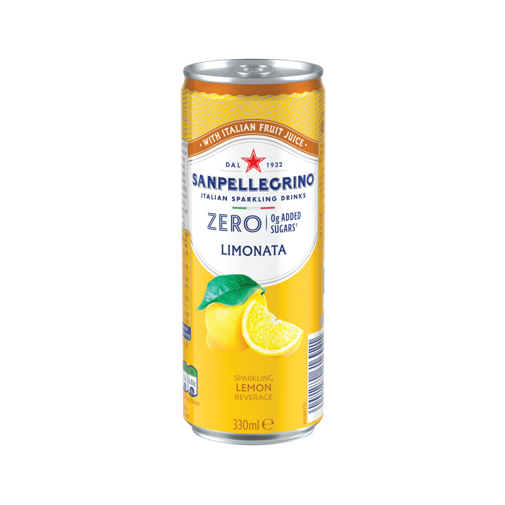 San Pellegrino Zero Fruit Beverages Lemon 330Ml Can (Pack Of 24) 12602689
