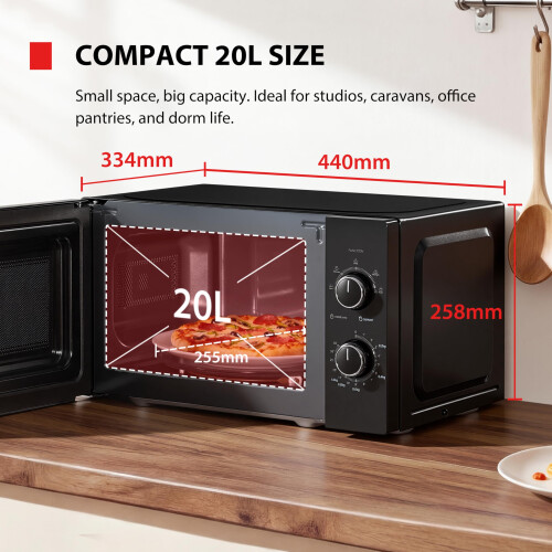 Toshiba Toshiba Black Mirror Front Microwave 20 Liter 700W Manual Control, Compact 2