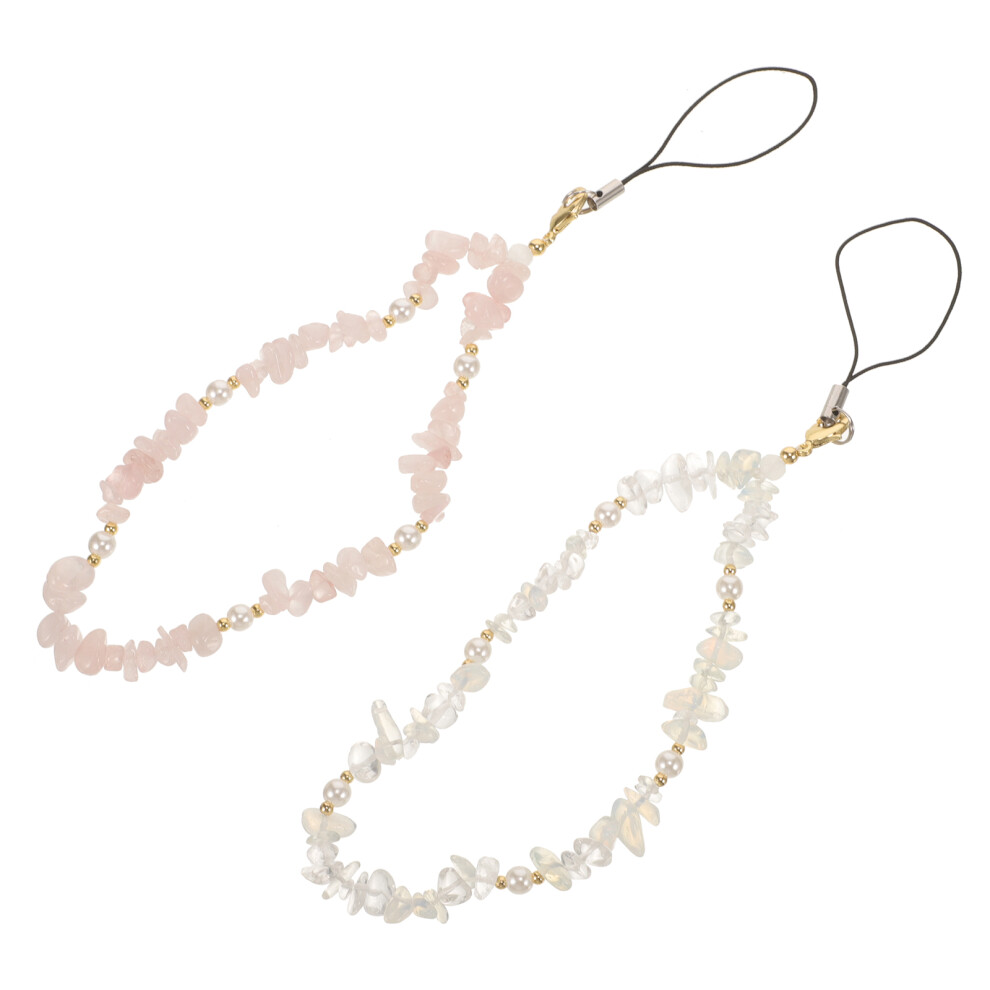 2Pcs Beaded Acrylic Phone Charm Strap For Hanging, Assorted Colors 312425003079