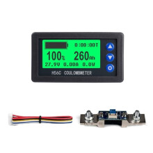 H56CR Coulomb Meter 200A Shunt Without Base Battery Capacity Indicator Lithium Battery Coulomb Tester Voltmeter Ammeter