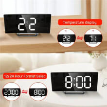 Sveglia Elettronica Digitale A LED con Ampio Display A Specchio, Orologio Elettronico Digitale A LED con Specchio