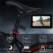 1080P Bike Rear View Camera with 5 Inch HD Display Screen Bicycle Mirror Bike Handlebar Mirror for Mountain Bike E-Bike