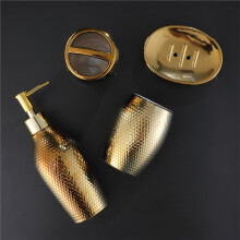 Rose Gold Ceramic Bathroom Accessories Set with Lotion Bottle and Soap Dish