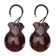1 Pair Spanish Castanets Flamenco Castanets with String Traditional Wood Hand Percussion Castanets(Brown)