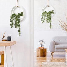 2pcs Artificial Hanging Succulent Plants Fake String of Pearls in Pot Wall Decor for Living Room Home Indoor Outdoor