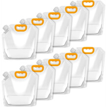 10 Stycken Hopfällbara Vattenbehållare, 1/2 Gallon Klara Plastvattenpåsar för Sport, Camping, Vandring, Resor