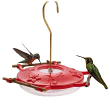 Alimentador de Beija-Flor para Uso Externo com 4 Orifícios para Pendurar em Árvores ou Jardins, com Gancho e Escova Incluídos.