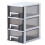Four-Layer Drawer Type Storage Box, Transparent Black White, Ideal for Home 3 Drawer 1