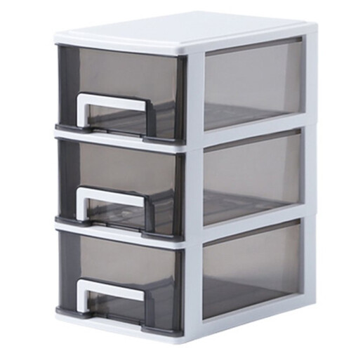 Four-Layer Drawer Type Storage Box, Transparent Black White, Ideal for Home 3 Drawer