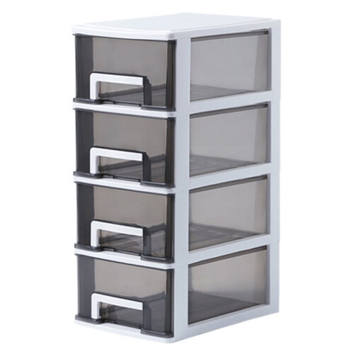 Four-Layer Drawer Type Storage Box, Transparent Black White, Ideal for Home 5 Drawer 1