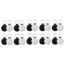 20Pack Sublimation Blanks Keychain Glitter PU Leather Keychain Heat Transfer Keyring Round Sublimation Blank Black